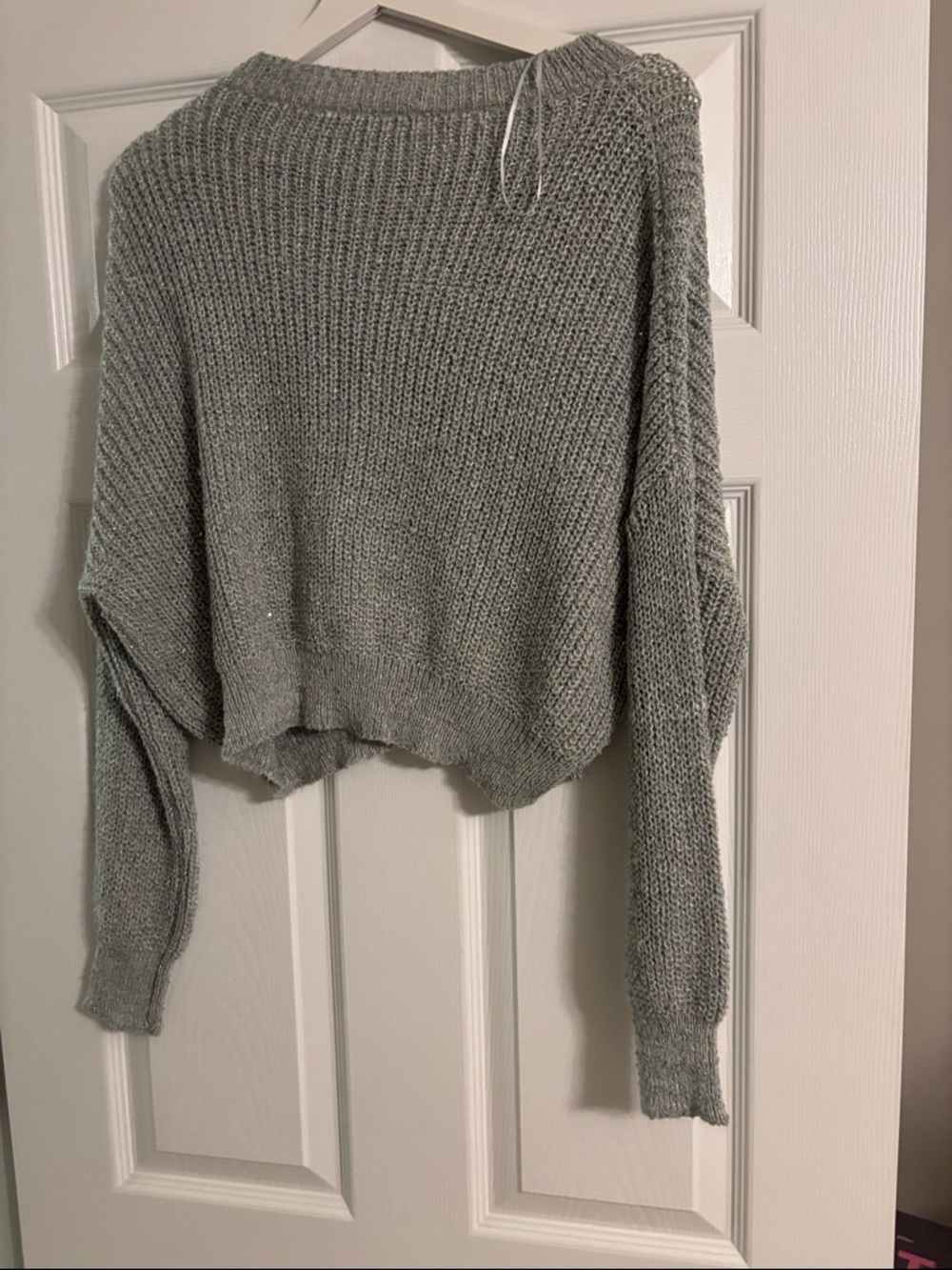 Altar'd State Light Gray Cropped Crewneck Sweater - Picture 6 of 6